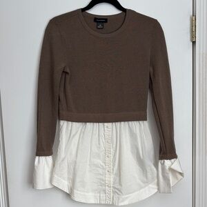 Club Monaco Brown and Cream Layered Blouse
